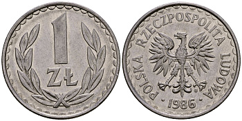 Польша 1 злотый 1986 Y 49.2 алюминий 4177-754