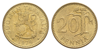 Финляндия 20 пенни 1979 KM 47 алюминиевая бронза 4648-425