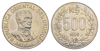 Уругвай 500 песо 1989 KM 98 медно-никель UNC 4635-922