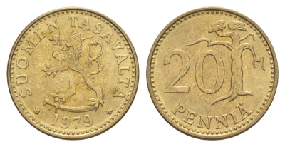 Финляндия 20 пенни 1979 KM 47 алюминиевая бронза 4648-425