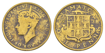 Ямайка 1 пенни 1938 KM 32 никель латунь 4628-427