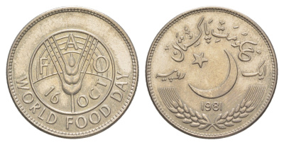 Пакистан 1 рупия 1981 ФАО - Всемирный день продовольствия KM 56 медно-никель UNC 4646-857