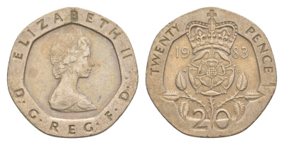 Великобритания 20 пенсов 1983 Елизавета II (1952-2022) KM 931, Spink 4230 (G1) медно-никель 4639-841