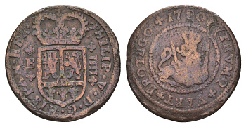 Испания, Барселона 4 мараведи 1720 B, Филипп V KM 303 медь 413-2423