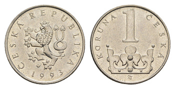 Чехия 1 кроны 1993 KM 7 сталь плакированная никелем 4392-713