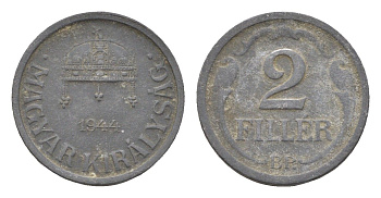 Венгрия 2 филлера 1944 BP KM 519 цинк 4665-567