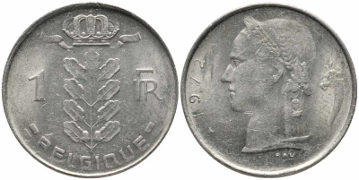 Бельгия 1 франк 1972 Belgique, Бодуэн I (1951-1993) KM 142.1 медно-никель 4175-316