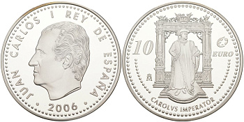 Испания 10 евро 2006 M, Выдающиеся европейцы - Карл V KM 1122 серебро PROOF 01-345-41