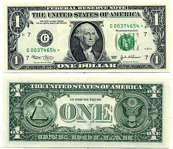 США 1 доллар 2003 Буква "G",Чикаго, штат Иллиноис Pick 515a бумага UNC (пресс) 8564-38-1-2