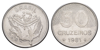 Бразилия 50 крузейро 1981 KM 594.1 нержавеющая сталь UNC 4642-1231