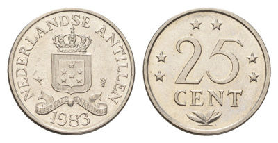 Нидерландские Антильские острова (Нидерландские Антилы) 25 центов 1983 Беатрикс (1980-2013) KM 11 никель UNC 4675-851