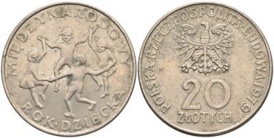 Польша 20 злотых 1979 Международный год детей Y 99 медно-никель 4565-511