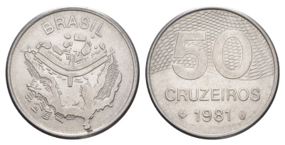 Бразилия 50 крузейро 1981 KM 594.1 нержавеющая сталь UNC 4642-1231