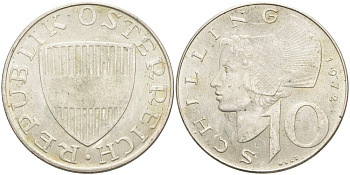 Австрия 10 шиллингов 1972 KM 2882 серебро 4565-613