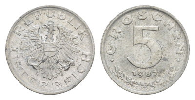 Австрия 5 грошей 1987 KM 2875 цинк UNC 4567-1128