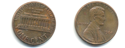 США 1 ЦЕНТ 1984 ЛИНКОЛЬН KM 201b цинк плакированный медью 86-148