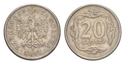 Польша 20 грошей 1991 Y 280 медно-никель 4625-1114