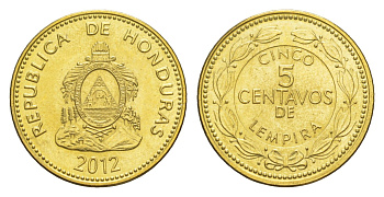 Гондурас 5 сентаво 2012 KM 76.4a сталь плакированная латунью UNC 4644-251