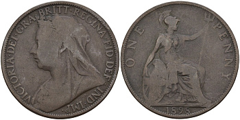 Великобритания 1 пенни 1898 Виктория (1837-1901) KM 790, Spink 3961 бронза 180-816