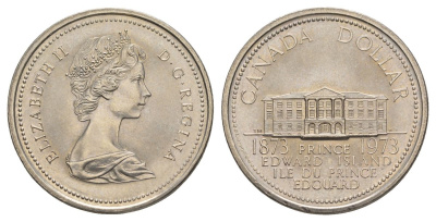 Канада 1 доллар 1973 100 лет со дня присоединения провинции остров Принца Эдуарда (1873-1973) KM 82 никель UNC 4185-413