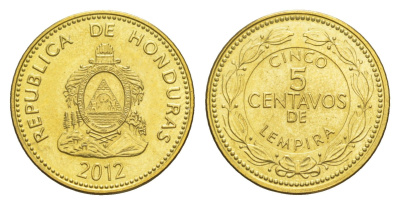 Гондурас 5 сентаво 2012 KM 76.4a сталь плакированная латунью UNC 4644-251