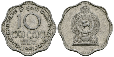 Шри-Ланка 10 центов 1991 KM 140a алюминий 4167-341