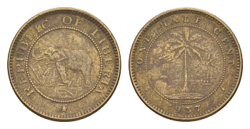 Либерия 1/2 цента 1937 KM 10 латунь 4614-812