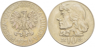 Польша 10 злотых 1970 MW, Тадеуш Костюшко (1746-1817) KM 50а медно-никель 4517-816
