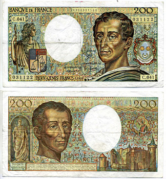 Франция 200 франков 1986 подписи: Strohl / Tronche / Dentaud Pick 155а бумага 7219-18-2-2