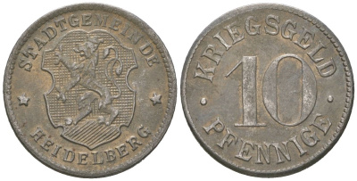 Гейдельберг 10 пфеннигов ND (1919-1920) Funck 203.3, Men05 11175.1, Men18 14006.1 железо 188-1154