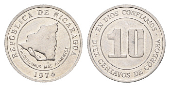 Никарагуа 10 сентаво 1974 ФАО - Давайте производить больше еды KM 29 алюминий UNC 4588-857