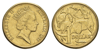 Австралия 1 доллар 1985 Елизавета II (1952-2022), кенгуру KM 84 алюминиевая бронза UNC 4657-213