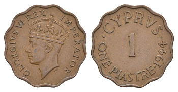 Кипр 1 пиастр 1944 Георг VI (1936-1952) KM 23a бронза 4652-325