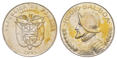 Панама 1/2 бальбоа (50 сентесимо) 2001 KM 129 медь плакированная медно-никелем 4645-131