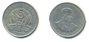 Маврикий 5 рупий 1991 Сивусагур Рамгулам KM 56 медно-никель 179-122