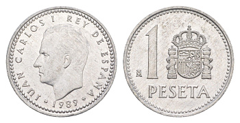 Испания 1 песета 1989 M, Хуан Карлос I (1975-2014) KM 821 алюминий 4623-1028