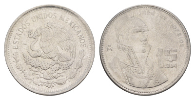 Мексика 1 песо 1984 Mo KM 496 медно-никель UNC 4637-624