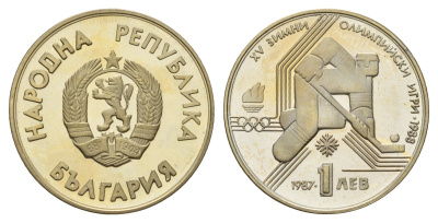 Болгария 1 лев 1987 KM 175 медно-никель PROOF 4670-1136