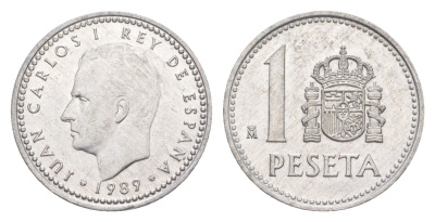 Испания 1 песета 1989 M, Хуан Карлос I (1975-2014) KM 821 алюминий 4623-1028