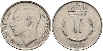 Люксембург 1 франк 1972 Великий герцог Жан (1964-1999) KM 55 медно-никель 4152-527