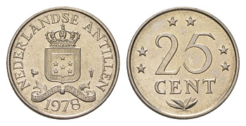Нидерландские Антильские острова (Нидерландские Антилы) 25 центов 1978 KM 11 никель UNC 4627-713