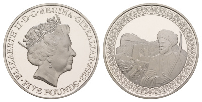 Гибралтар 5 фунтов 2022 Тарик ибн Зияд KM NEW медно-никель  PROOF 1088-9-44