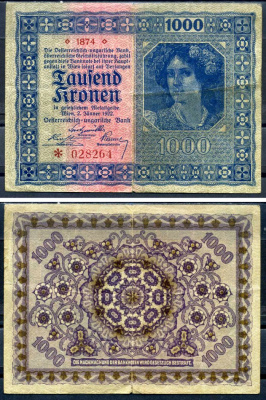 Австрия 1000 крон 1922 Pick 78 (1) бумага 7376-35-1-2