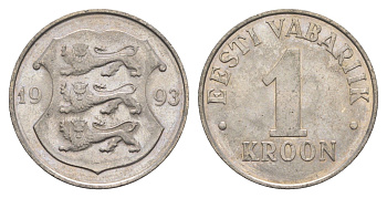 Эстония 1 крона 1993 KM 28 медно-никель UNC 4652-932
