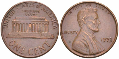 США 1 ЦЕНТ 1973 ЛИНКОЛЬН KM 201 медь цинк 105-613