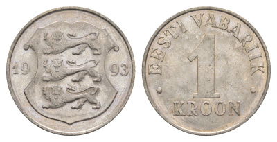 Эстония 1 крона 1993 KM 28 медно-никель UNC 4652-932