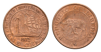 Либерия 1 цент 1972 KM 13 бронза 4640-635