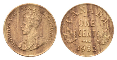 Канада 1 цент 1932 Георг V (1910-1936) KM 28 бронза 75-1543