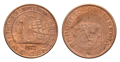 Либерия 1 цент 1972 KM 13 бронза 4640-635