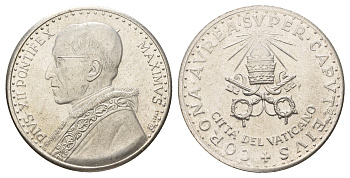 Ватикан медаль в честь избрание папой римским Пия XII ND (1958) Пий XII, Папский Престол, диаметр 35 мм, вес 16,1 гр бронза плакированная серебро 4667-1136